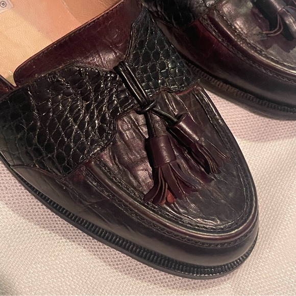 Lorenzo Banfi Men’s Two Tone Hand Made Italian Croc Leather Tassel Loafers US 10 - Picture 3 of 9